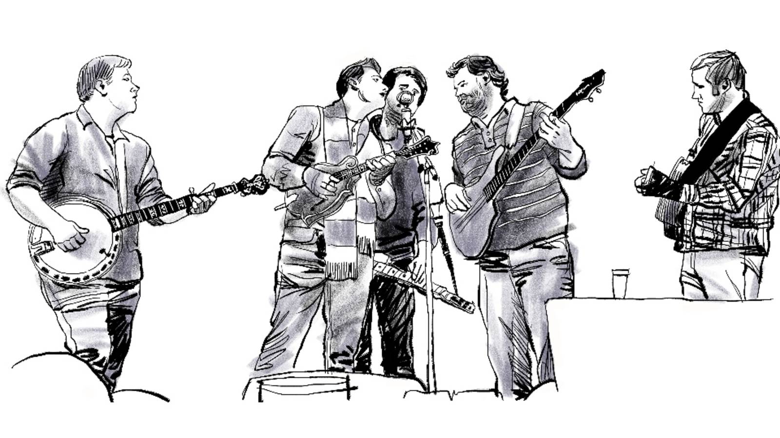 <p>Gatlinburg provides a noisy and bustling contrast to the peace and quiet of the park. But sometimes the noise is pleasant indeed. Here, the bluegrass band Monroeville plays an outdoor concert.</p>