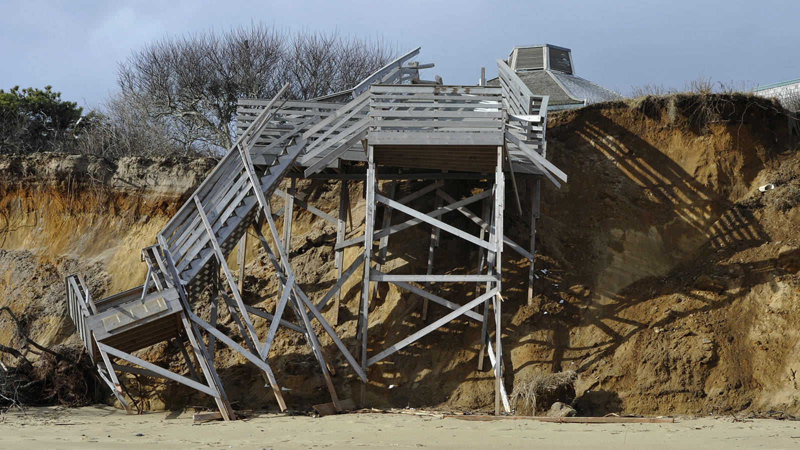 <p>Erosion of stairs at Nauset Light Beach, Cape Cod National Seashore.</p>