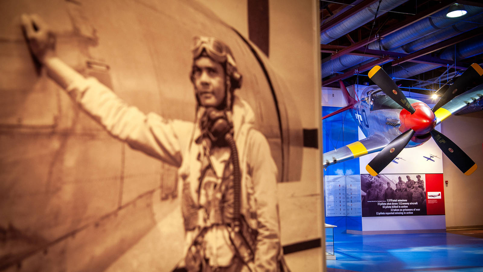 <p>One of the hangars at the Tuskegee Airmen National Historic Site includes a full-sized replica of a P-51 Mustang, a fighter plane flown by the first Black military pilots in World War II. At that time, Tuskegee was the only military aircraft training program available to African Americans. All told, over 15,000 men and women passed through Tuskegee, becoming technicians, radio operators, parachute riggers, meteorologists and more. Both Tuskegee park sites show that “even in the depths of segregation, lynching and Jim Crow and all the segregation practices, you still had African Americans who were determined to be successful,” Alan Spears said.</p>