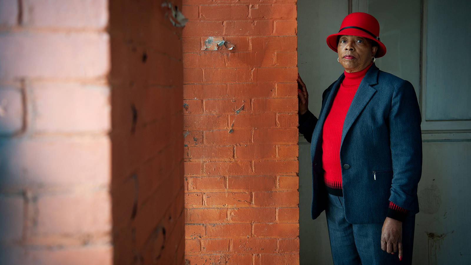 <p>Alberta Cooley McCrory, mayor of Hobson City, Alabama, stands for a portrait in Anniston, Alabama. McCrory recalls marching in the streets as a teenager in the aftermath of the 1961 bus attacks. "What happened in Anniston is a story that has to be told,” she said.</p>