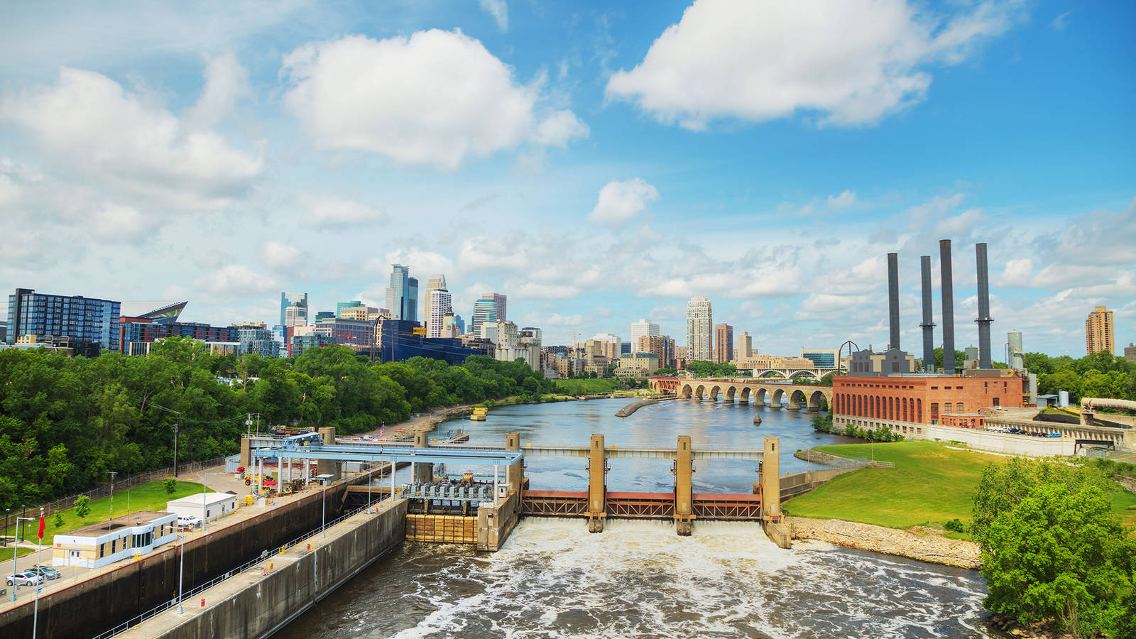 <p>Lower St. Anthony Falls Lock and Dam today.</p>