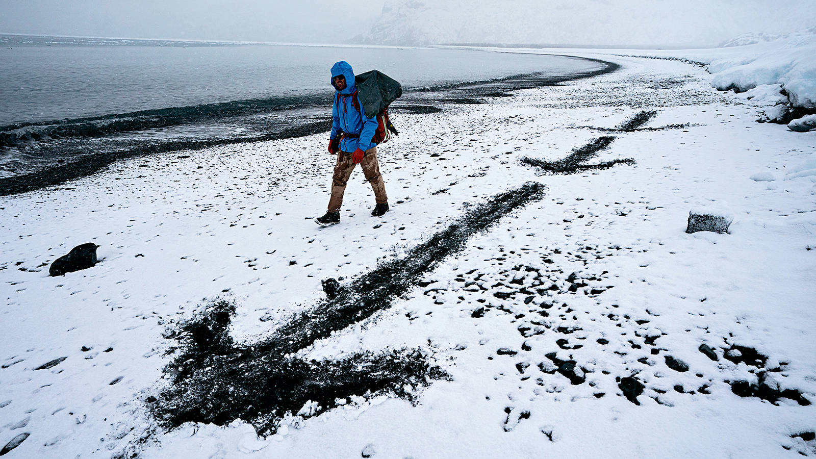 <p>Only three people could fit in the dinghy, so every journey to and from the sailboat required two shuttles of skiers and gear. On this day, the first crew had to cut the motor and paddle because of chunks of ice on the bay. Confused by the delay and unable to contact anyone using their VHF radio, Wolfrom and Chaney (who had been left on shore) drew arrows to show where they had gone. Twenty minutes later, they heard the hum of the dinghy’s motor. Salvation.</p>
<p> </p>