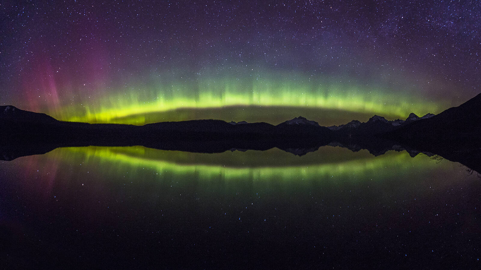 <p>Frank had never been to Glacier before he got a seasonal job there. “When I showed up, I was like, ‘Oh my God, this place is awesome,’” he said. Getting a shot like this of the northern lights isn’t easy, though. “You just have to cross your fingers,” Frank said. “It’s not guaranteed.”</p>