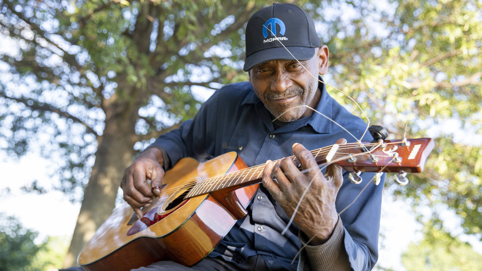 <p>Keith Spence said he sometimes likes to come down to the Anacostia River after work to play his guitar.</p>